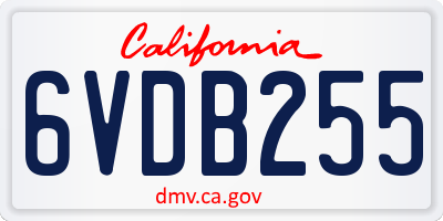 CA license plate 6VDB255