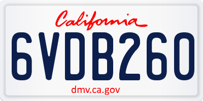 CA license plate 6VDB260