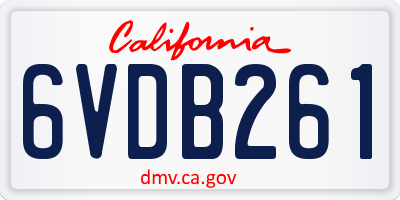 CA license plate 6VDB261