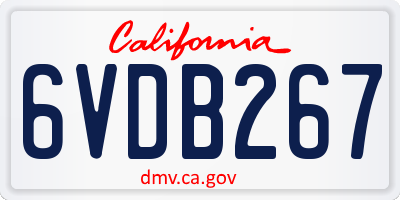 CA license plate 6VDB267
