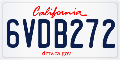 CA license plate 6VDB272