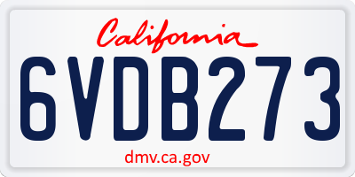 CA license plate 6VDB273