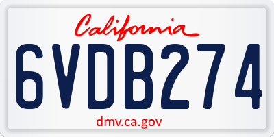 CA license plate 6VDB274