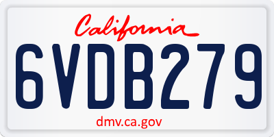 CA license plate 6VDB279