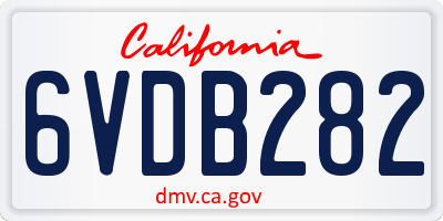 CA license plate 6VDB282