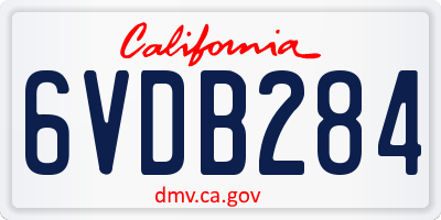 CA license plate 6VDB284