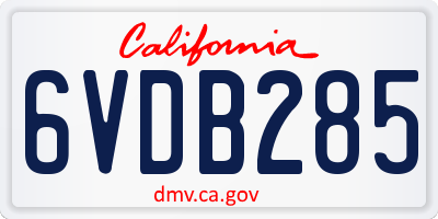 CA license plate 6VDB285