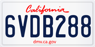 CA license plate 6VDB288
