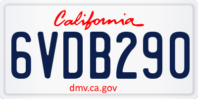 CA license plate 6VDB290