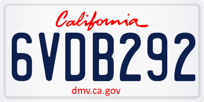 CA license plate 6VDB292