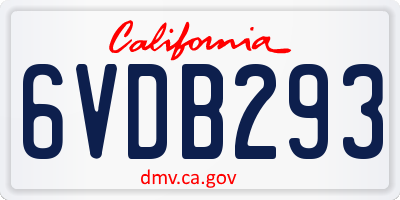 CA license plate 6VDB293