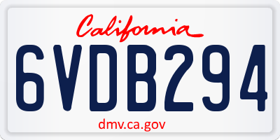 CA license plate 6VDB294