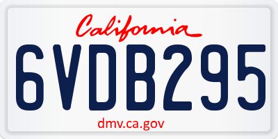 CA license plate 6VDB295