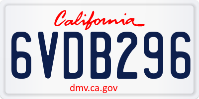 CA license plate 6VDB296