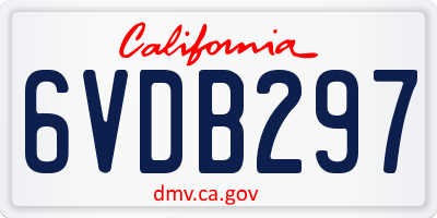 CA license plate 6VDB297