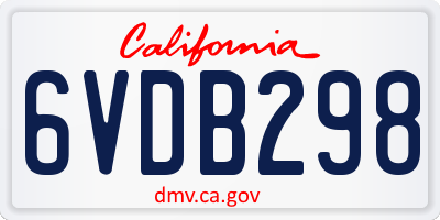 CA license plate 6VDB298