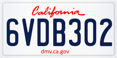 CA license plate 6VDB302