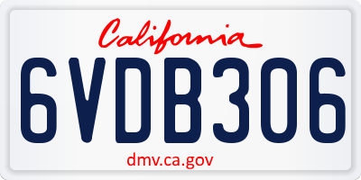 CA license plate 6VDB306