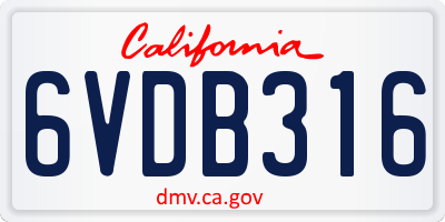 CA license plate 6VDB316
