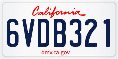 CA license plate 6VDB321