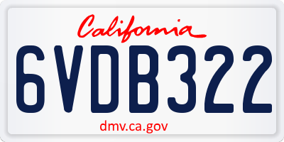 CA license plate 6VDB322