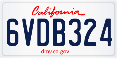 CA license plate 6VDB324