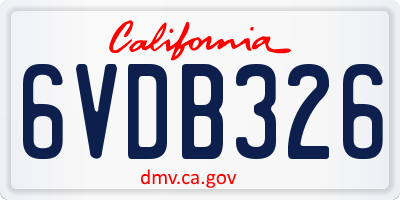 CA license plate 6VDB326