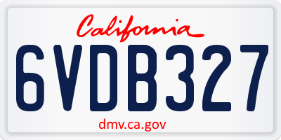 CA license plate 6VDB327
