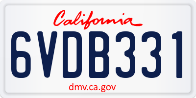 CA license plate 6VDB331
