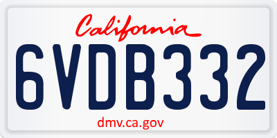 CA license plate 6VDB332