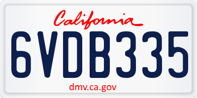 CA license plate 6VDB335