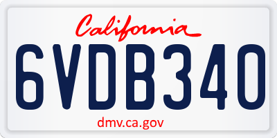 CA license plate 6VDB340