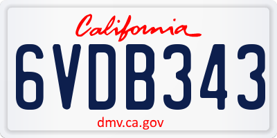 CA license plate 6VDB343