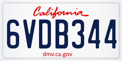 CA license plate 6VDB344