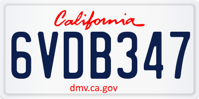 CA license plate 6VDB347