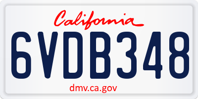 CA license plate 6VDB348