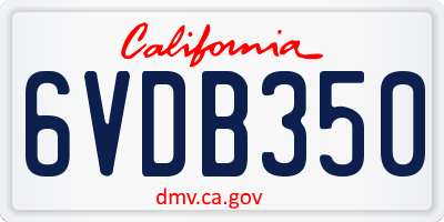 CA license plate 6VDB350