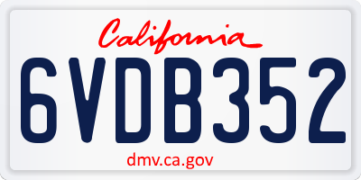 CA license plate 6VDB352