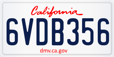 CA license plate 6VDB356
