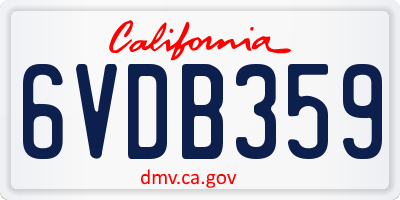 CA license plate 6VDB359