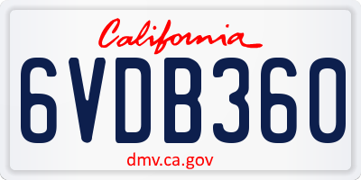 CA license plate 6VDB360