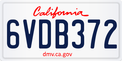 CA license plate 6VDB372