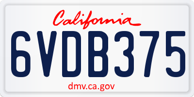 CA license plate 6VDB375