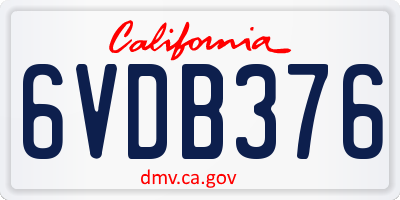 CA license plate 6VDB376