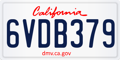 CA license plate 6VDB379