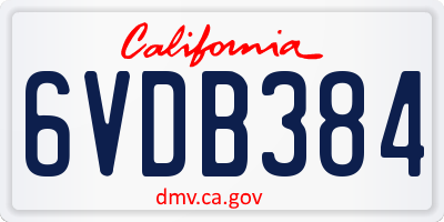 CA license plate 6VDB384