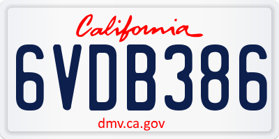 CA license plate 6VDB386