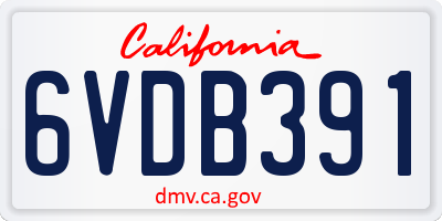 CA license plate 6VDB391