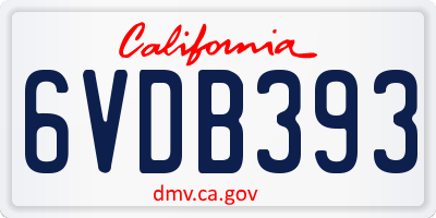 CA license plate 6VDB393