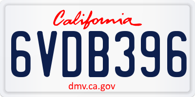 CA license plate 6VDB396